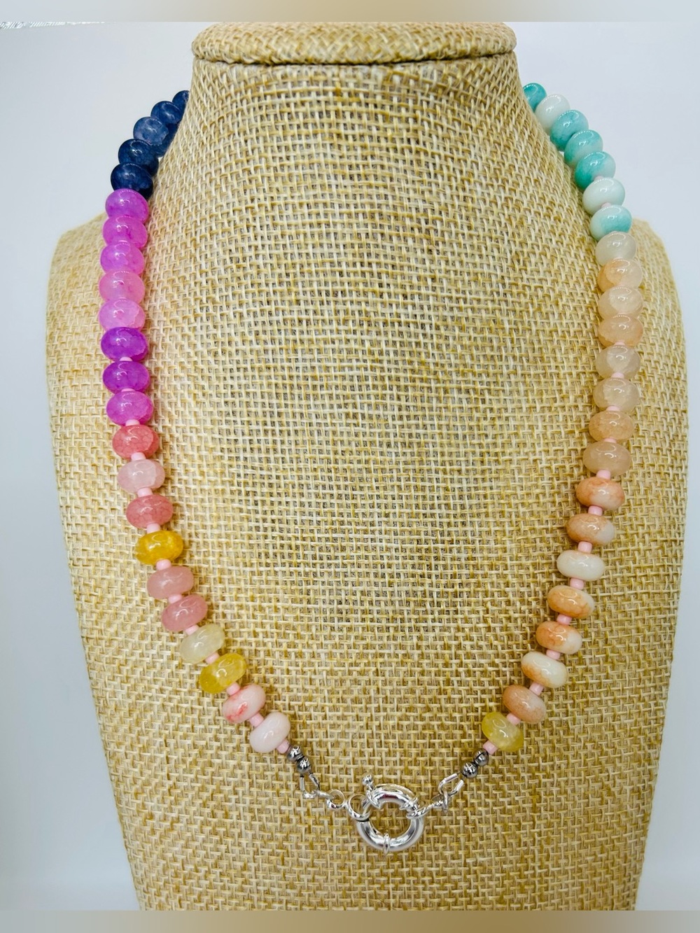 New Natural Gemstone Multicolor
Beaded Boho Anthro-Style
Necklace Gradient color